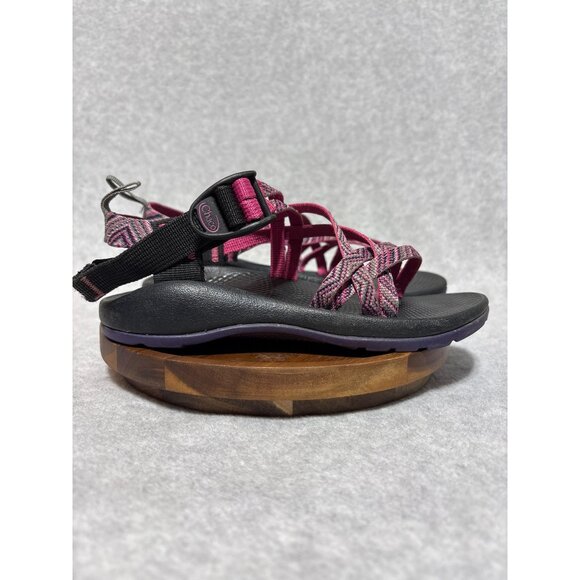 Chaco Girls Kids Sandals Size 3 Purple Pink Black Ecotread Hiking Strappy - Picture 1 of 9